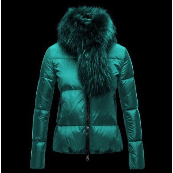 Moncler Bright verde collo di pelliccia Cappotti Moncler Bright verde collo di pelliccia Cappotti